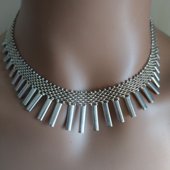 Sterling Silver Italy Choker Necklace - Picture 3 of 12